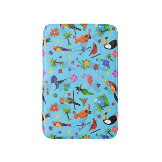 Toucan Flamingo and Arara Seamless Birds Pattern Badmat (Voorkant Verticaal)