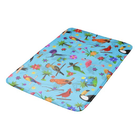 Toucan Flamingo and Arara Seamless Birds Pattern Badmat (Gekanteld)
