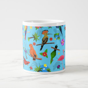Toucan Flamingo and Arara Seamless Birds Pattern Extra Grote Beker