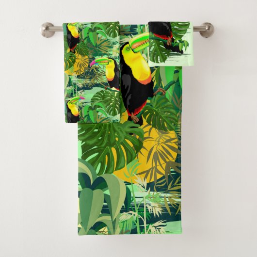 Toucan in Green Amazonia Rainforest Bad Handdoek (Insitu)