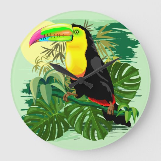 Toucan in Green Amazonia Rainforest Grote Klok (Voorkant)