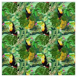 Toucan in Green Amazonia Rainforest Stof