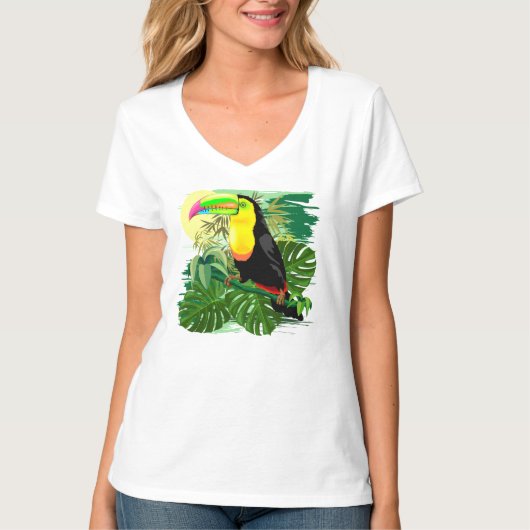 Toucan in Green Amazonia Rainforest T-shirt (Voorkant)