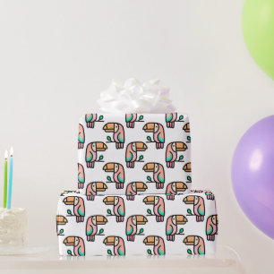 toucan jungle oerwoud vogel pastel regenboog carto cadeaupapier