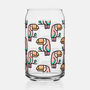 toucan jungle vogel pastel regenboog cartoon patro blikvorm glas