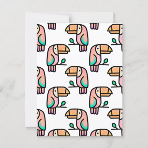 toucan jungle vogel pastel regenboog cartoon patro briefkaart