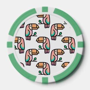toucan jungle vogel pastel regenboog cartoon patro poker chips