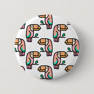 toucan jungle vogel pastel regenboog cartoon patro ronde button 5,7 cm