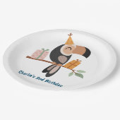 Toucan met party petten en geschenken papieren bordje (Gekanteld)