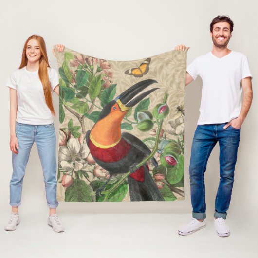 Toucan Oerwoud Tropical Bird Mooi Antiek Fleece Deken (In situ)