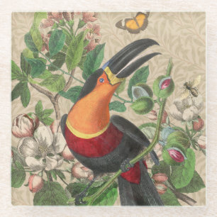 Toucan Oerwoud Tropical Bird Mooi Antiek Glazen Onderzetter