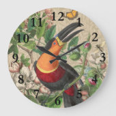 Toucan Oerwoud Tropical Bird Mooi Antiek Grote Klok (Voorkant)
