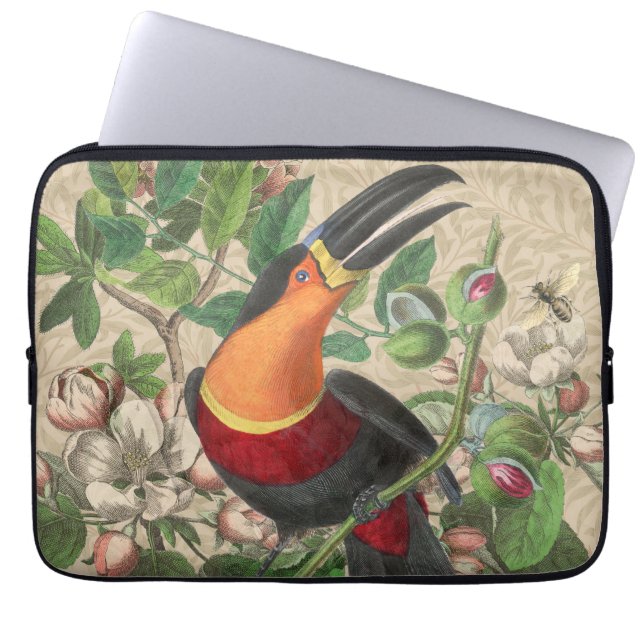 Toucan Oerwoud Tropical Bird Mooi Antiek Laptop Sleeve (Voorkant)