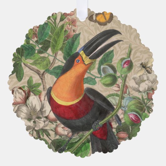 Toucan Oerwoud Tropical Bird Mooi Antiek Ornament Kaart (Voorkant)