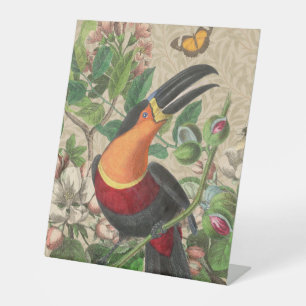 Toucan Oerwoud Tropical Bird Mooi Antiek Reclamebord Met Voetstuk