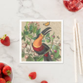 Toucan Oerwoud Tropical Bird Mooi Antiek Servet (Insitu)