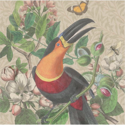 Toucan Oerwoud Tropical Bird Mooi Antiek Sticker (Voorkant)