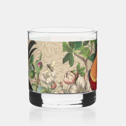 Toucan Oerwoud Tropical Bird Mooi Antiek Whisky Glas (Links)