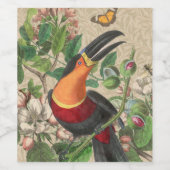 Toucan Oerwoud Tropical Bird Mooi Antiek Wijn Etiket (Enkel label)