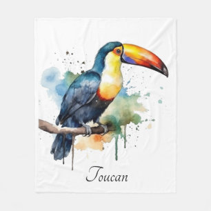 Toucan op tak aquarel kunst, op maat gemaakt fleece deken