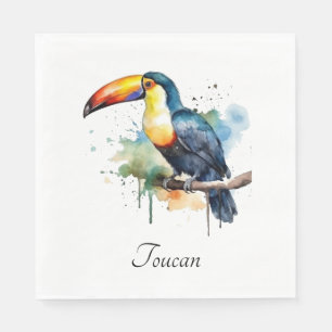 Toucan op tak aquarel kunst, op maat gemaakt servet