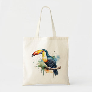 Toucan op tak aquarel kunst tote bag