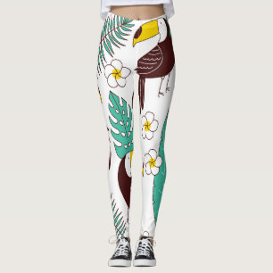Toucan orchidee palmpatroon leggings