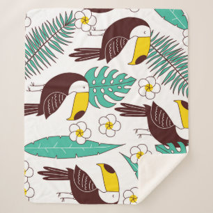 Toucan orchidee  palmpatroon sherpa deken