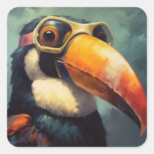 Toucan Pilot Vierkante Sticker (Voorkant)