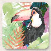 Toucan-portret met tropische bladeren bier onderzetter (Voorkant)