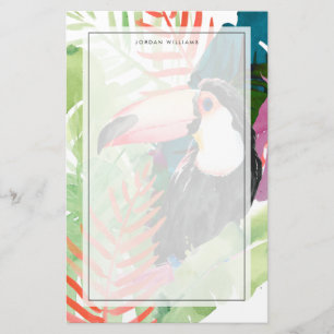 Toucan-portret met tropische bladeren briefpapier