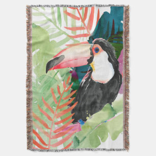 Toucan-portret met tropische bladeren deken