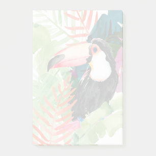 Toucan-portret met tropische bladeren post-it® notes