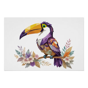 Toucan speels Schattig leuk dier kleurrijk vrolijk Perfect Poster