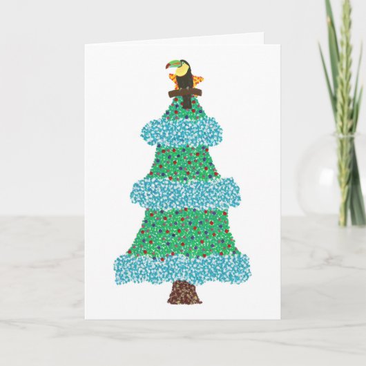 Toucan sur un sapin de Noël Cartes de voeux (Devant)