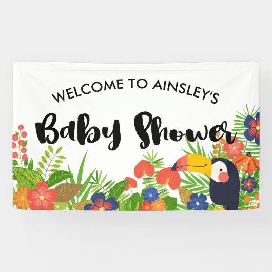 Toucan Tropical Baby shower Spandoek (Horizontaal)