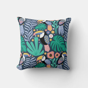 Toucan Tropical Bird Floral Imprimer Coussin