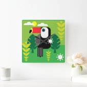 Toucan Tropical Birds Vierkante Klok (Huis)