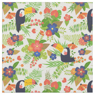 Toucan & Tropical Flowers Stof
