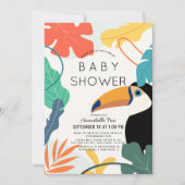 Toucan Tropical Leaf Virtual Baby shower Kaart (Voorkant)