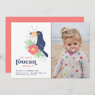 Toucan Tropical Palm Feuilles Invitation d'anniver