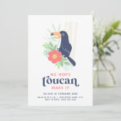 Toucan Tropical Palm Feuilles Invitation d'anniver (Debout devant)
