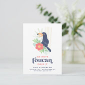 Toucan Tropical Palm Feuilles Invitation d'anniver (Debout devant)