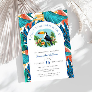 Toucan Tropical Vibrant Summers Baby shower Kaart