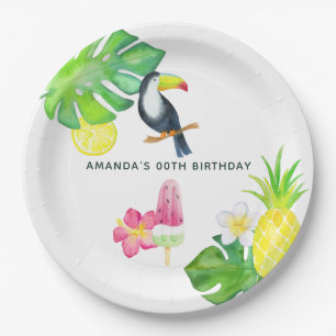 Toucan Tropical Waterverf Summer Party Papieren Bordje