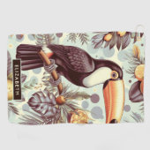 Toucan tropisch patroon Golfhanddoek (Horizontaal)