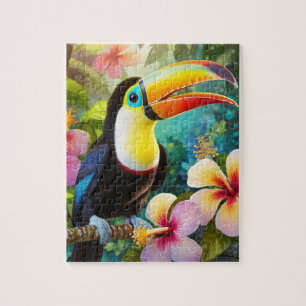 Toucan tropische vogel en hibiscus bloemen legpuzzel