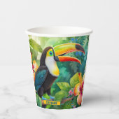 Toucan tropische vogel gepersonaliseerde naam papieren bekers (Voorkant)