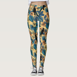 Toucan-tuin in geel en blauw leggings