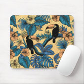 Toucan-tuin in geel en blauw muismat (Met muis)